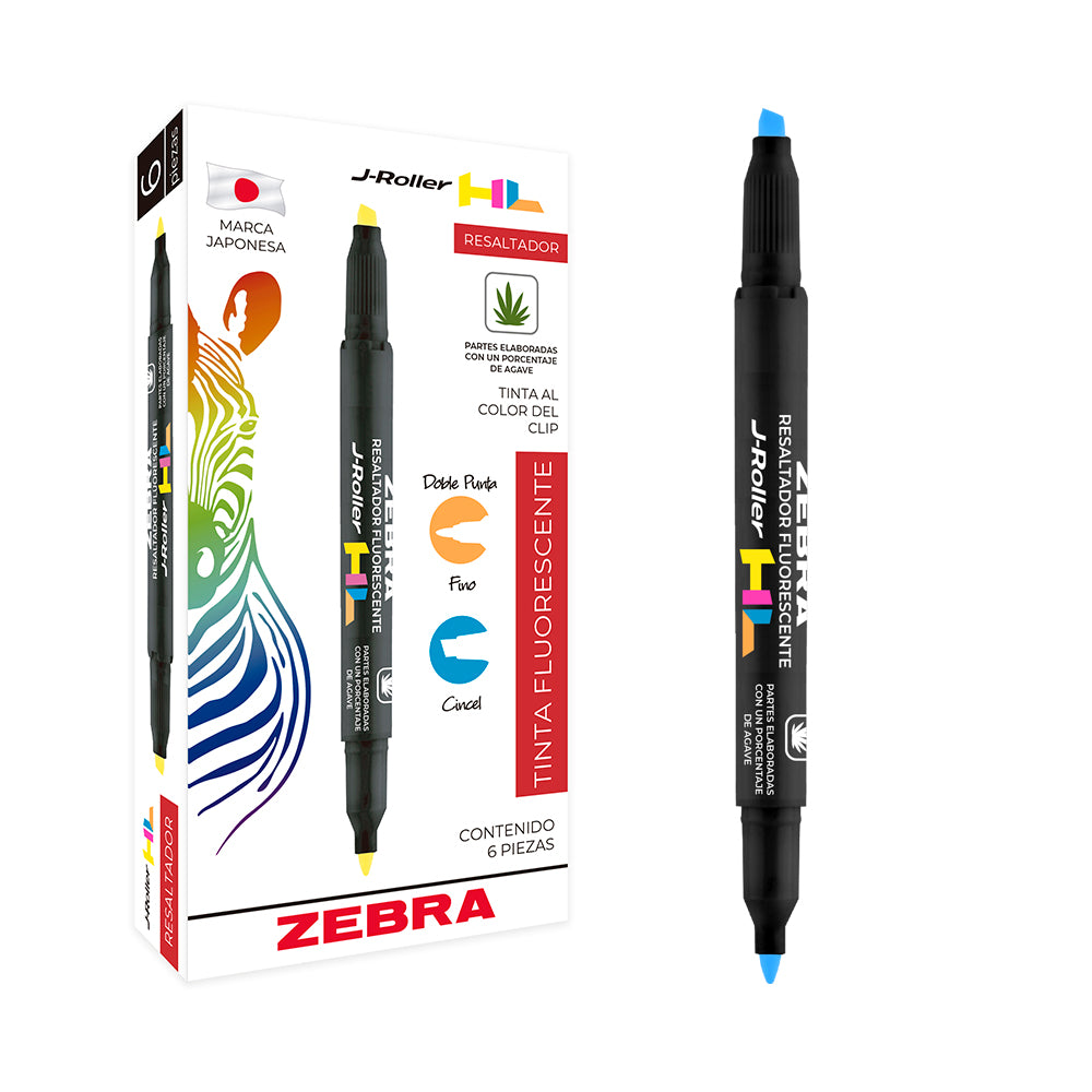 REG-PO-0002 Marcatextos Zebra Zazzle J-Roller HL doble punta, azul - Image 1