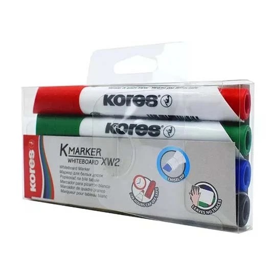 REG-PO-0017 Marcadores para pizarrón Kores K Marker, rojo/azul/verde/negro - Image 1