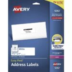 Etiquetas Avery 5262 Easy Peel, 3.4 x 10.2 cm, blancas