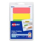 Etiquetas Avery 5481, varios colores neón, 2.5 x 7.6 cm