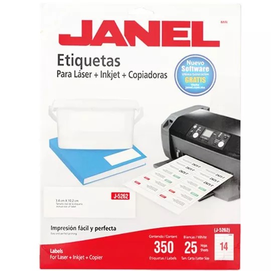 REG-PO-0307 Etiquetas Janel J-5262 blancas, 3.4 x 10.2 cm - Image 1