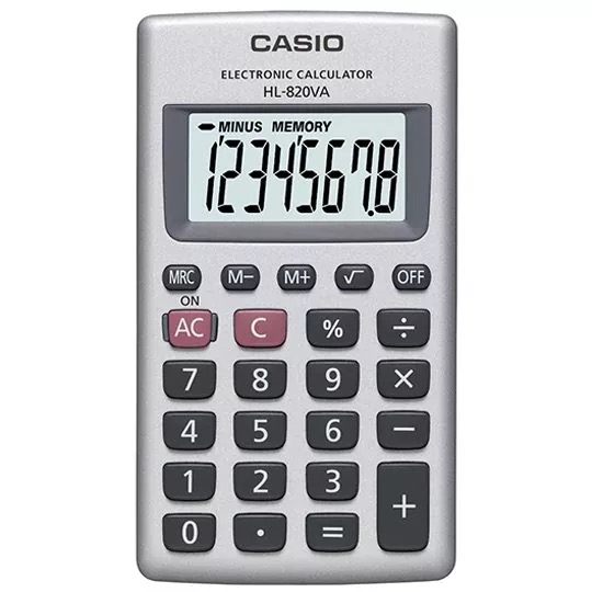 REG-PO-0358 Calculadora de bolsillo Casio HL-820VA-S-MH, pantalla de 8 dígitos - Image 1