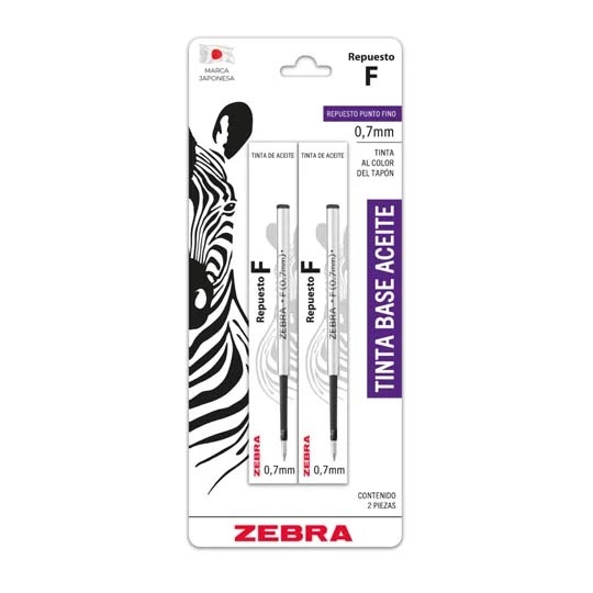 REG-PO-0389 Repuesto para bolígrafo Zebra F-301 / F-402, punto mediano 1.0 mm, negro - Image 1