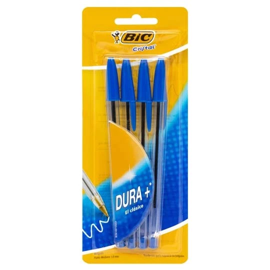 REG-PO-0610 Bolígrafo BIC Cristal 70330354364, punto mediano 1.0 mm, azul, blíster 4 - Image 1