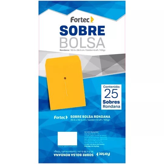 REG-PO-0651 Sobre bolsa Fortec B30KR, tamaño legal, kraft amarillo con rondana - Image 1