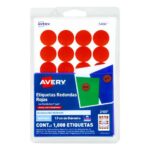 Etiquetas circulares Avery 2107, rojas, diámetro 1.9 cm, removibles