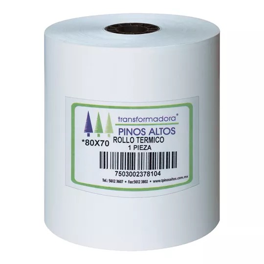 REG-PO-0836 Rollo térmico Pinos Altos RT8070, 80 mm x 70 mm, blanco - Image 1