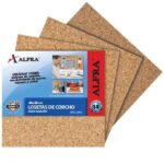 Tablero/loseta de corcho Alfra 6768, 30 x 30 x 0.6 cm, paquete con 4 losetas