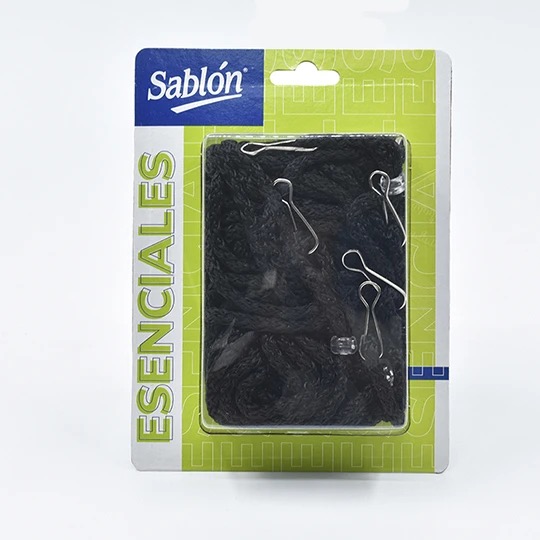 REG-PO-0852 Cordón porta gafete Sablón 306.1023NE, poliéster plano con bandola metálica, negro - Image 1