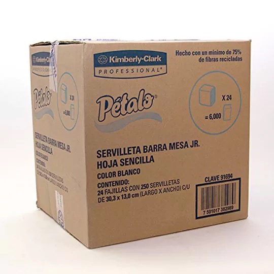 REG-CC-0070 Servilleta Pétalo Barra Mesa Jr. 91694 caja con 24 paquetes de 250 - Image 1