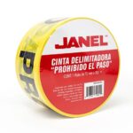 Cinta de Señalización Delimitadora Janel 'Prohibido el Paso', 75 mm x 300 m, Color Amarillo, 1 Pieza