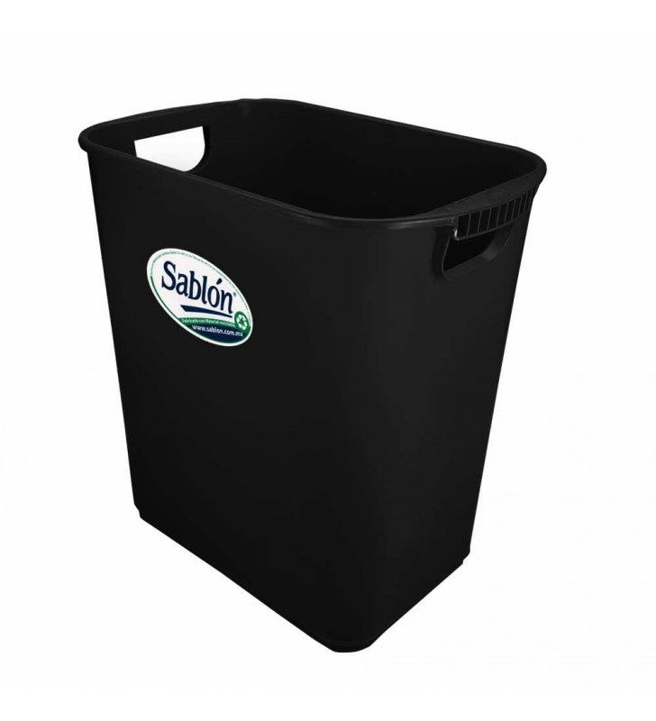 REG-LH-0058 Cesto de Basura Jumbo Sablón 8025NE con Asa, Color Negro - Image 1