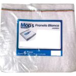 Franela Blanca Mops 50 x 100 cm, Paquete con 6 Piezas