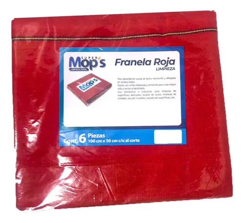 REG-LH-0119 Franela Roja Mops 50 cm x 1 m, Paquete con 6 Piezas - Image 1