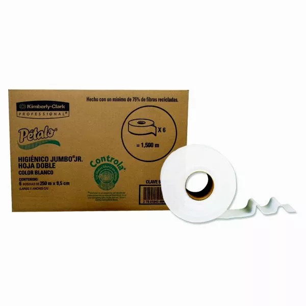 REG-LH-0196 Papel Higiénico JR Pétalo 90500, Hoja Doble, 250 m x 9 cm, Paquete con 6 Rollos - Image 1
