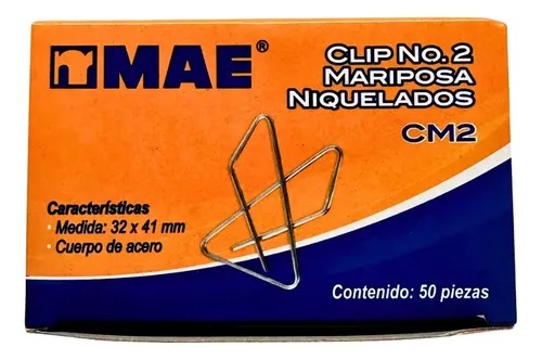 REG-PO-0144 Clip mariposa No. 2 MAE, caja con 50 - Image 1