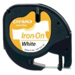 Cinta Dymo LetraTag 18771 para tela, negro sobre blanco, 12 mm x 2 m