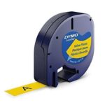 Cinta Dymo LetraTag 91332 plástica, negro sobre amarillo, 12 mm x 4 m