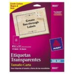Etiquetas transparentes Avery 8665, tamaño carta