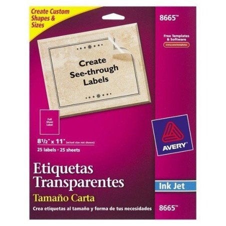 REG-PO-0310 Etiquetas transparentes Avery 8665, tamaño carta - Image 1