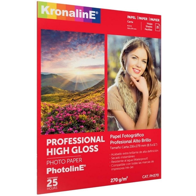 REG-PO-0325 Papel fotográfico Kronaline PH370 brillante, tamaño carta - Image 1