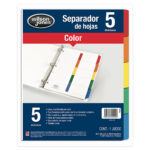 Separadores ACCO de 5 divisiones con cejas de colores