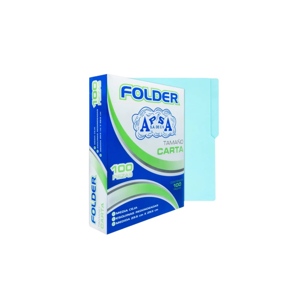 REG-PO-0463 Fólder APSA L11FC, carta, 1/2 ceja, azul pastel - Image 1