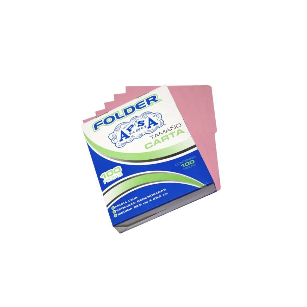 REG-PO-0465 Fólder APSA L13FC, carta, 1/2 ceja, rosa pastel - Image 1