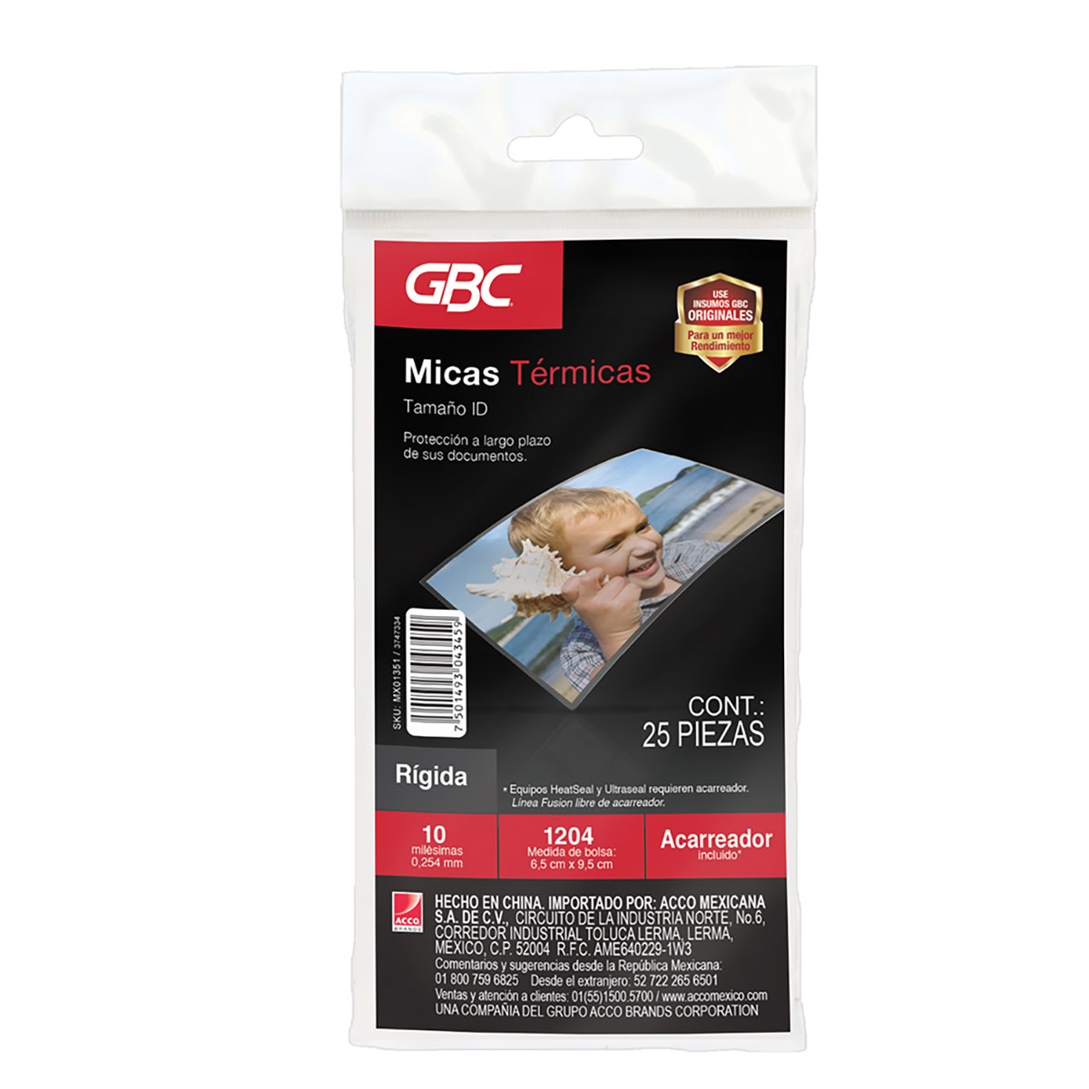 REG-PO-0521 Mica térmica GBC MX01351, 6.5 x 9.5 cm, rígida 10 milésimas - Image 1