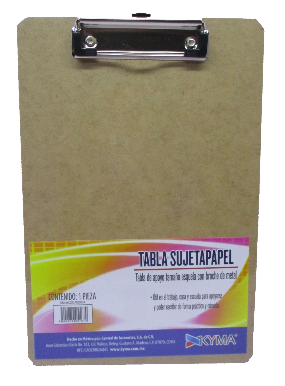 REG-PO-0656 Tabla sujetapapel Kyma TABAGA-MAC-ESQ, tamaño esquela, fibracel, madera natural - Image 1