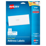 Etiquetas Avery 8160 Easy Peel, blancas, 2.54 x 6.67 cm, inkjet