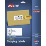 Etiquetas Avery 08163 / 8163, blancas, 5.1 x 10.2 cm, inkjet