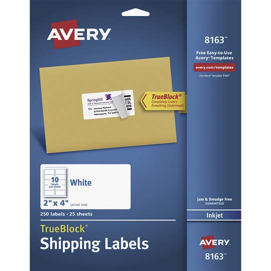 REG-PO-0716 Etiquetas Avery 08163 / 8163, blancas, 5.1 x 10.2 cm, inkjet - Image 1