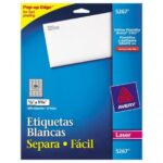 Etiquetas Avery 5267, blancas, 1.3 x 4.5 cm, láser/inkjet