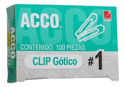REG-PO-0786 Clips cuadrados góticos ACCO No. 1, color plata - Image 1