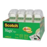 Cinta adhesiva mágica 3M Scotch 810 con despachador, 19 mm x 12.7 m, blíster 4 piezas