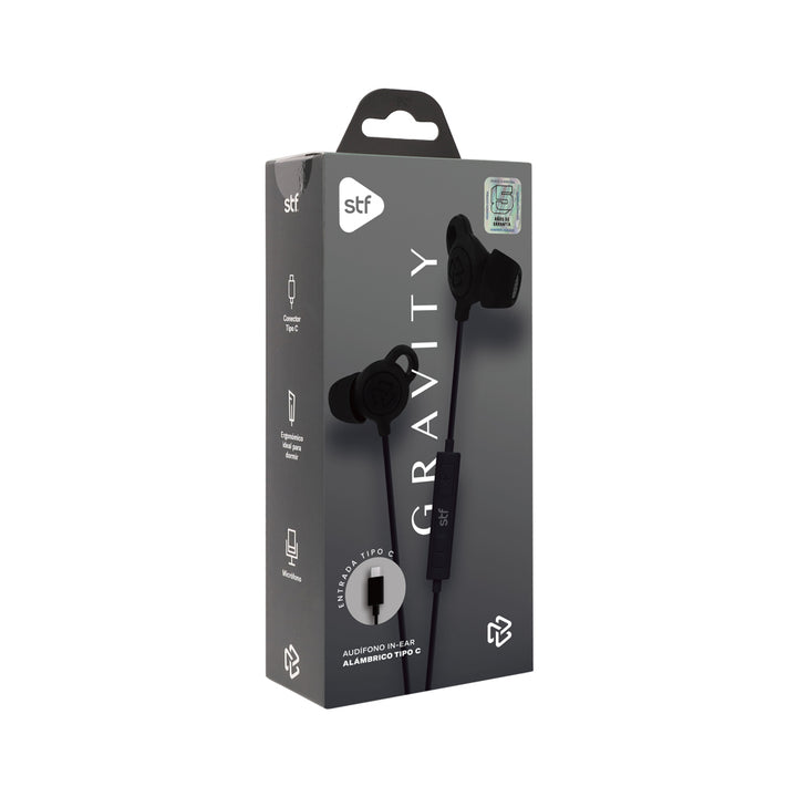 REG-TC-0076 Audífonos STF ST-E67590, alámbricos USB-C con micrófono, negro - Image 1