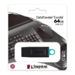 Memoria USB Kingston DataTraveler Exodia DTX, 64 GB, USB 3.2, negro con azul