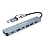 Hub Multipuertos Brobotix 6005446, USB-A/USB-C, 7 puertos