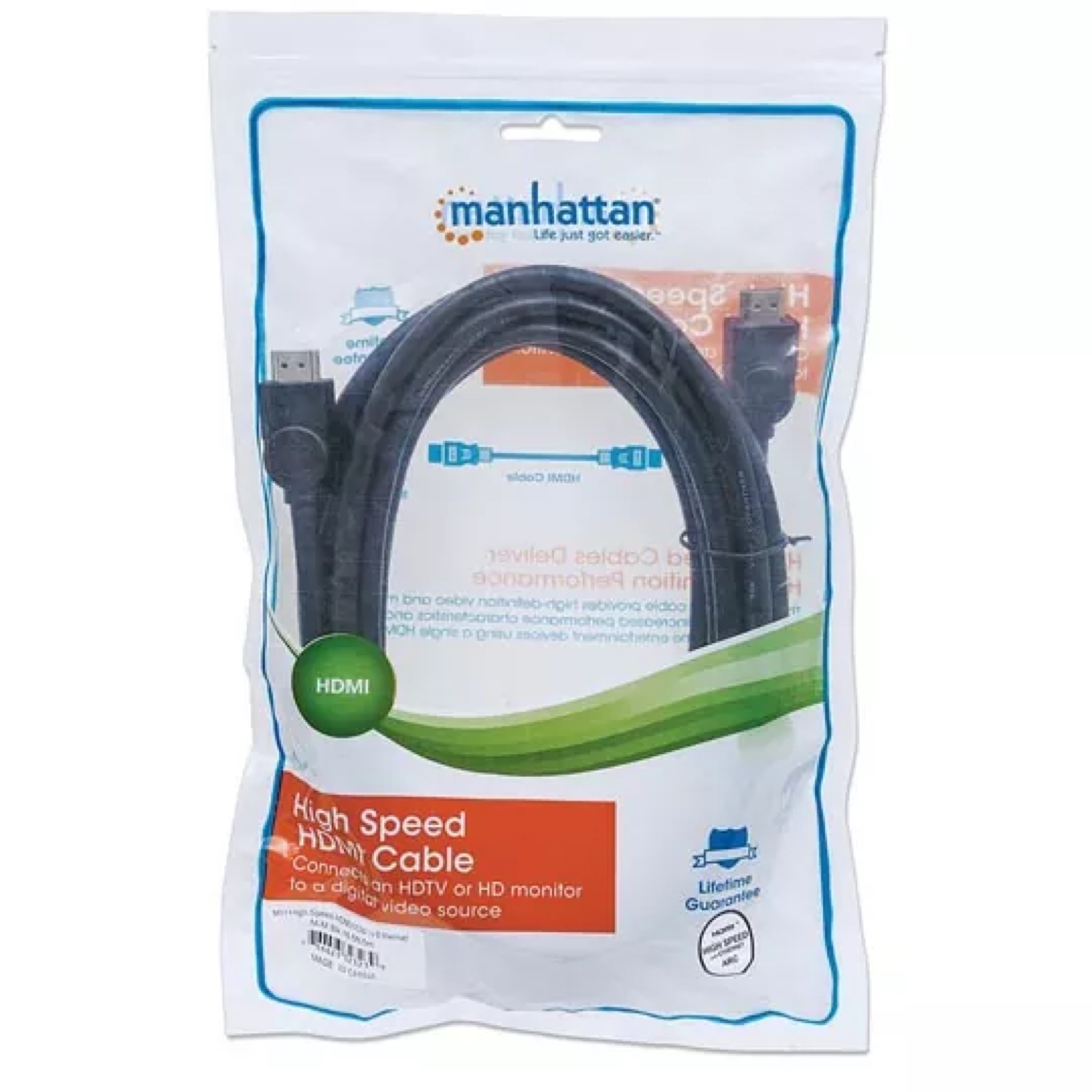 REG-TC-0141 Cable HDMI Manhattan 323239, HDMI macho a macho, alta velocidad con Ethernet - Image 1