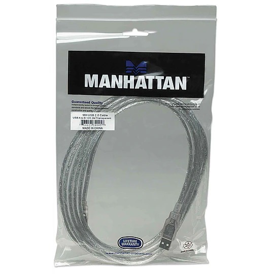 REG-TC-0281 Cable para Impresora Manhattan 340458, USB 2.0 Tipo-A macho a Tipo-B macho, 3 m, gris - Image 1