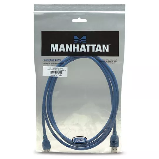 REG-TC-0285 Cable Manhattan 325424, USB 3.0 Tipo-A macho a Micro-B macho, 2 m, azul - Image 1