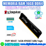 Memoria RAM Kingston FURY Beast, 16 GB DDR4 3200 MHz, U-DIMM