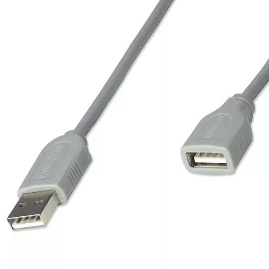 REG-TC-0482 Cable de Extensión USB Manhattan 317238, USB 2.0 Tipo-A macho a hembra, 3 m, gris - Image 1