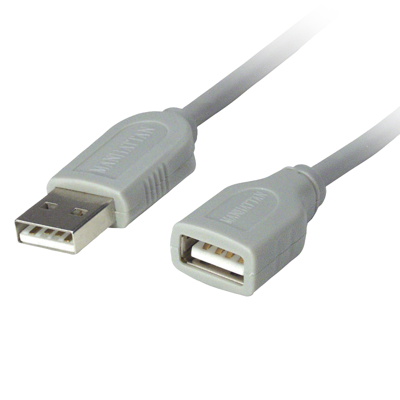 REG-TC-0483 Cable de Extensión USB Manhattan 165211, USB Tipo-A macho a hembra, 1.8 m, gris - Image 1