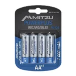 Pilas Recargables Mitzu MP-4XAA1000, AA, NiMH 1000 mAh, paquete con 4 piezas