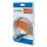Candado de Seguridad Manhattan 440271 para Laptop, K-Slot, cable de acero, cierre con llave