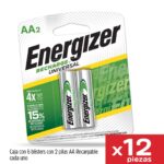 Pilas Recargables Energizer PIENERECAA2, AA NiMH 2000 mAh, paquete con 2 piezas