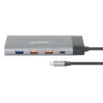 Docking Station Manhattan 130714, USB-C, 10 puertos, doble HDMI, USB-A, USB-C, RJ45 y lector SD/microSD