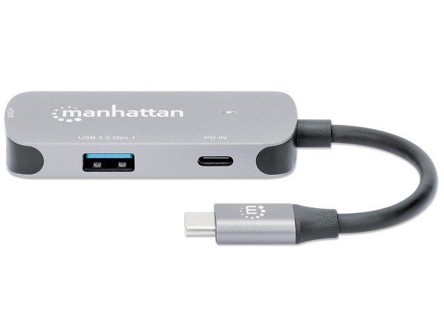 REG-TC-0550 Docking Station Manhattan 130707, USB-C, 3 puertos, gris - Image 1